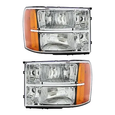 Pair Of Chrome Headlights Assembly For 2007-2013 GMC Sierra 1500 2500HD 3500HD • $54.99
