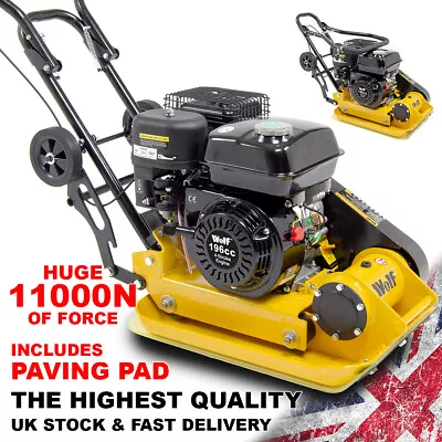 Wolf 11000N Petrol Wacker Compactor Plate With Wheels & Paving Pad 196cc • £429.95