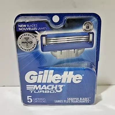 Gillette Mach3 Turbo Men's Razor Blade Refills 5 Cartridges New Sealed Package • $14.99