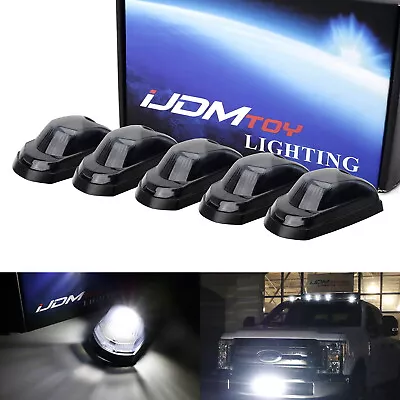 5pc Smoked Lens White LED Cab Roof Clearance Lights For 17-22 Ford F250 F350 SD • $44.99