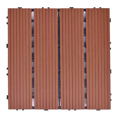 11x Decking Tile WPC Plastic Balcony Patio Board Garden Flooring Tiles DarkBrown • £45.95