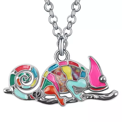 Enamel Alloy Tree Chameleon Lizard Necklace Pendant Gifts Animals Charms Jewelry • $7.99