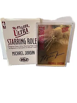 96-97 Fleer Michael Jordan 23kt Gold Card With Original Box And COA. • $28