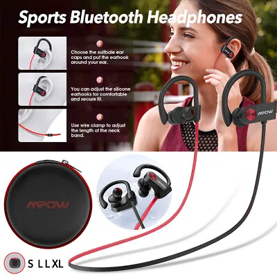 Mpow Wireless Bluetooth Earphones Headphones Sport Gym For IPhone Samsung • £17.99