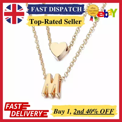 £3.49 • Buy Initial 26 Letters Chain Necklace Multi Layer Love Heart Silver Gold Women Gift