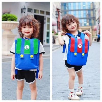 Super Mario Bros Backpack Cartoon Kid Boys Girls School Bags Travel Rucksack • £9.35