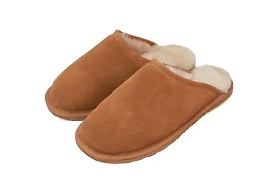 Nordvek Cosy Warm Genuine Sheepskin Lined Suede Mule Slipper Womens Mens Unisex • £26