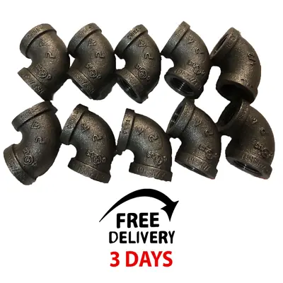 Lot Of(10)1/2inch Black Malleable Iron Pipe Threaded 90° Elbow Fittings Plumbing • $16.75