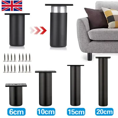 4x Adjustable Metal Legs Furniture Feet For Sofa Beds Chairs Stools Cabinet UK • £7.49