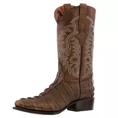 Mens Western Boots Crocodile Tail Pattern Cowboy Rodeo Genuine Leather J Toe • $108.99