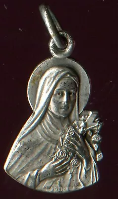 Vintage Catholic  St Therese Silver Tone  Religious Medal France • $14.90