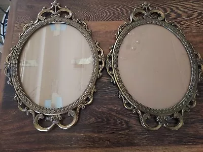 Vintage Brass Oval Ornate Picture Frame Made In Italy 17  X 12  • $28.99