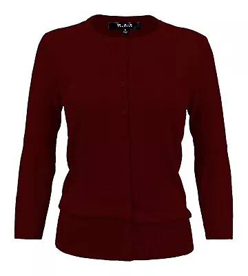 YEMAK Women's 3/4 Sleeve Crewneck Button-Down Cardigan Sweater CO079PL (1X-3X) • $22.95