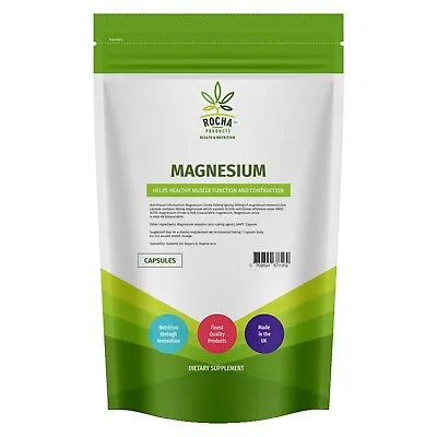 £7.99 • Buy Magnesium Citrate 600mg Vegan Capsules Helps Normal Body Functioning Fatigue PMS