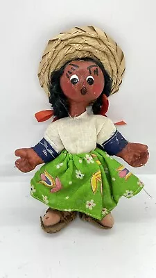 Vintage Mexican Hand Made Painted Oil Cloth Folk Art Doll • $10