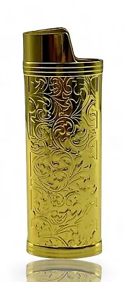 Gold Metal Lighter Case Cover Holder Sleeve Pouch For BIC Large Lighter J26 • $11.95