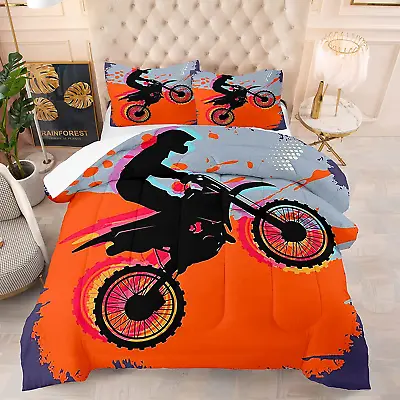 Dirt Bike Comforter Bedding Set Queen For Boys MenMotocross Racer Comforter3D  • $43.99
