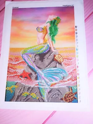 DIY Bead Embroidery Kit Needlepoint Beading Beaded MERMAID • $63.53