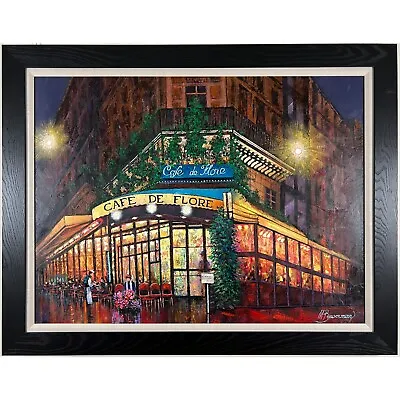  Cafe De Flore La Nuit  By Mark Braver An Original Oil Painting On Canvas • $4995