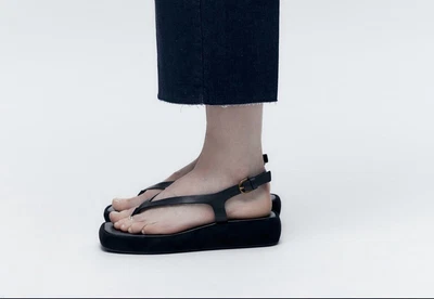 $35 • Buy Zara Sandals Size 6 Black Leather