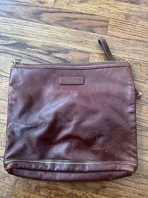 Vintage Longchamp Leather Wristlet Clutch Bag Purse Burgundy Brown • $0.99