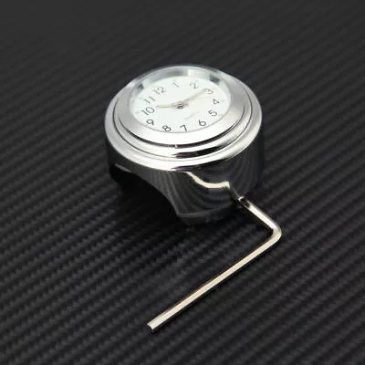 Motorcycle  7/8  Handlebar Chrome Dial Clock Thermometer For Cruiser Chopper • $16.09