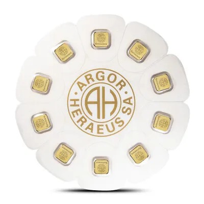 10 X 1 Gram Gold Bar - Argor Heraeus Goldseed - 999.9 Fine In Dispenser • $854.91