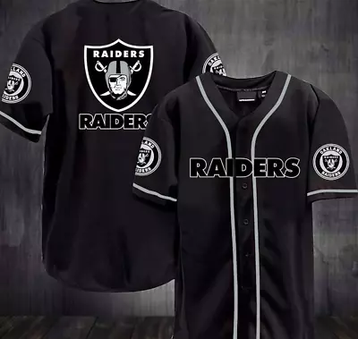 Oakland Raiders Team Black Printed Baseball Jersey • $33.99