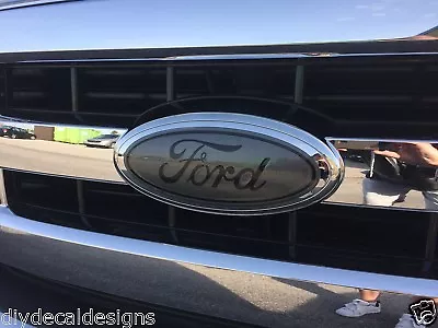 Ford Oval Emblem MAGNETIC GREY METALLIC STICKER DECALS OVERLAY For 2018 F150 • $19.99