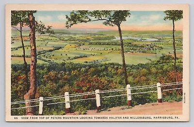 Peters Mountain Looking At Halifax & Millersburg Pa Linen Postcard No 3087 • $5