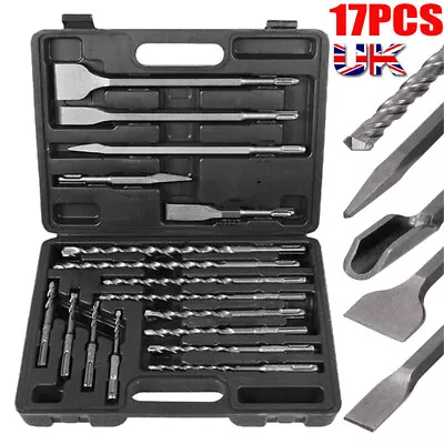 17X SDS Plus Rotary Hammer Drill & Chisel Bit Set Masonry Concrete Tile Brick UK • £13