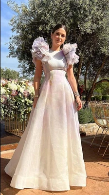 $500 • Buy Zimmermann  Dress Rhythmic Ruffled Printed Linen And Silk-blend Gown