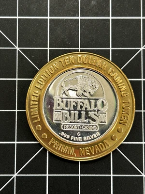 $25 • Buy Buffalo Bills,.primm, Nv, $10 Ten Dollar Gaming Token .999 Fine Silver Coin