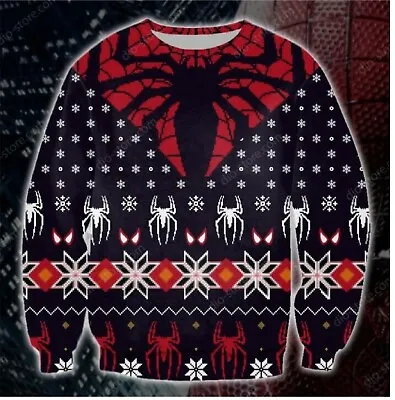 Spider-Man Black - Red Ugly Sweater All Over Print Christmas Gift Us Size Best • $19.99