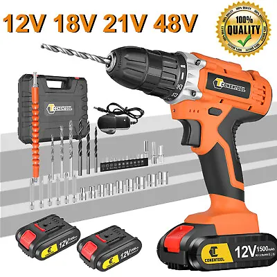 Cordless Drill 12/18/21/48V Electric Driver Screwdriver Set + Worklight &Battery • £22.17