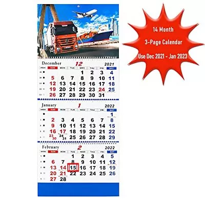  Calendar 2022 Monthly Wall 3-Month Display 2022 Calendar Wall Vertical Truck • $15.62