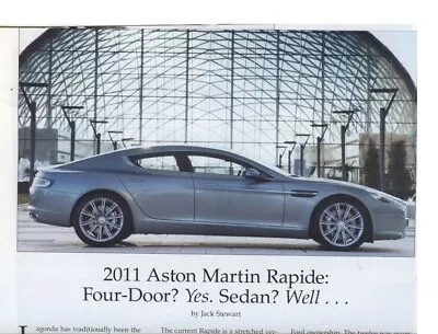 2011 ASTON MARTIN RAPIDE 3 Pg COLOR Article • $6