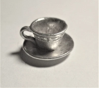 £4.39 • Buy Silver Vintage Charm Bracelet Charm   Tea Cup And Saucer
