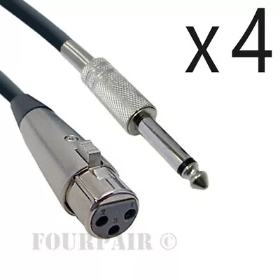 4 Pack Lot - 25ft XLR 3-Pin Female To 1/4  Mono Shielded Microphone Mic Cable • $22.95