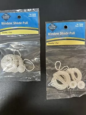 Roller Window Shade White Crochet Ring Pull W/ Screw Button 1 Pair/Pkg (Lot Of 2 • $14