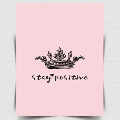 STAY POSITIVE Pink METAL SIGN PLAQUE Inspirational Good Vibes Quote Saying • £4.45