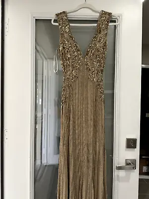 NEW Sherri Hill Gold Fully-Beaded Formal Gown Size 4 • $314.91