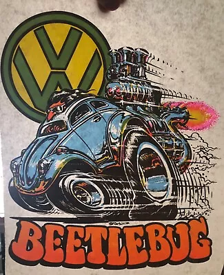 Original Vintage 1972 VW Beetlebug Car Iron On Transfer DAYGLO • $14.99