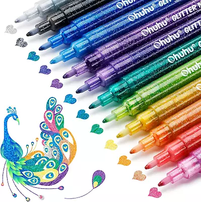 Glitter Pens Ohuhu 12 Glitter Colors Water Based Acrylic Ink Marker With Fin... • $29.99