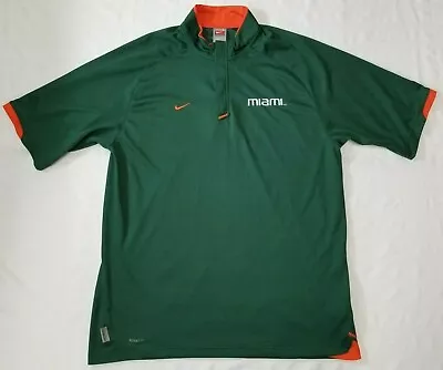 Miami Hurricanes Nike Team Shirt Men Sz L Fit Dry Green/orange NCAA  • $29.99