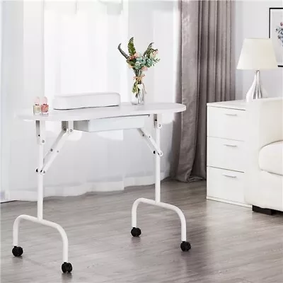 Used Portable Manicure Nail Table Folding Station Desk Spa Beauty Salon With Bag • $44.99