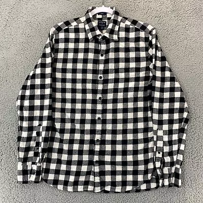 J Crew Adult Medium Black White Check Flannel Slim Long Sleeve Button Shirt Mens • $15.30