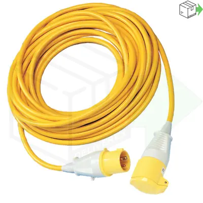 110v Yellow Extension Lead Site Power Lights Tools Hook Up Plug Socket 5m 10m • £59.99