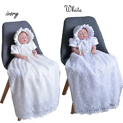 £29.99 • Buy Tradition Baby Girls Lace Long Christening Gown Bonnet 0-3 3-6 6-9 Months