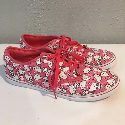 VANS HELLO KITTY WOMEN'S Size 10 PINK LOW-TOP LACE-UP Sneaker Shoes Metal Bow • $28.98